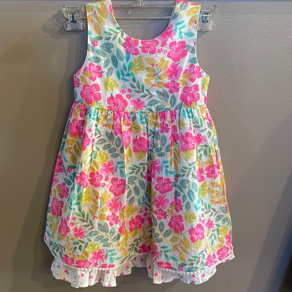 NWOT Cathrine Malandrino little girls dress floral bright colors bow accent back